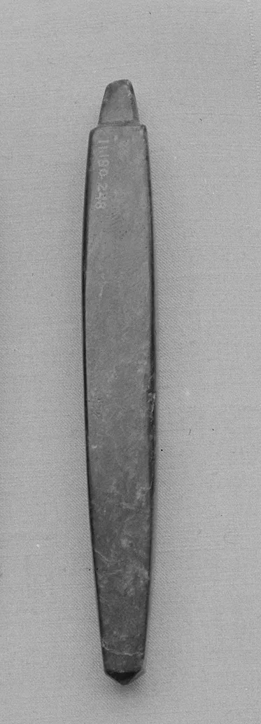 Jade (nephrite) pendant, prehistoric china, 8.9 cm high.