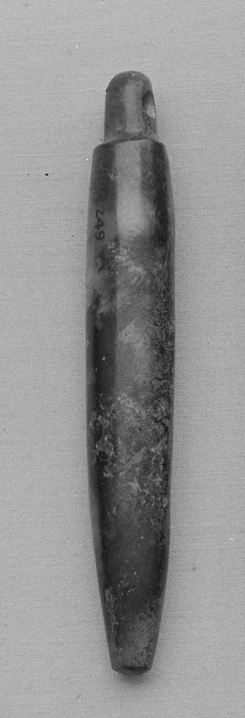 Jade (nephrite) pendant, prehistoric china, 8.9 cm high.