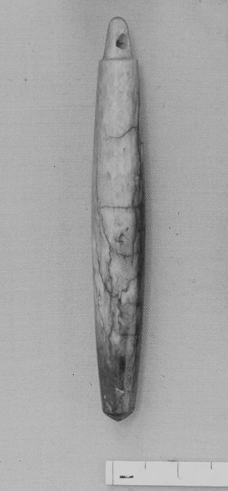 Jade (nephrite) pendant, prehistoric china, 7.6 cm high.