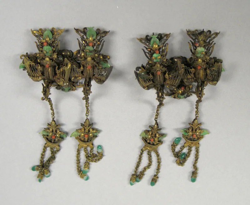 Gilt silver hairpin, ming dynasty, 12.1 cm high.