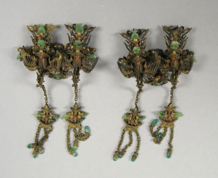 Gilt silver hairpin, ming dynasty, 12.1 cm high.