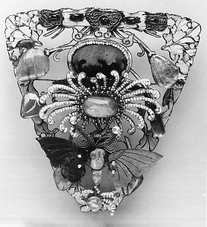 Jade (nephrite), glass, kingfisher feather and coral headdress ornament, qing dynasty.