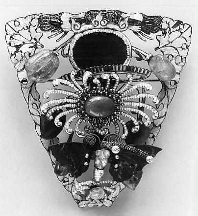 Jade (nephrite), glass, kingfisher feather and coral headdress ornament, qing dynasty.