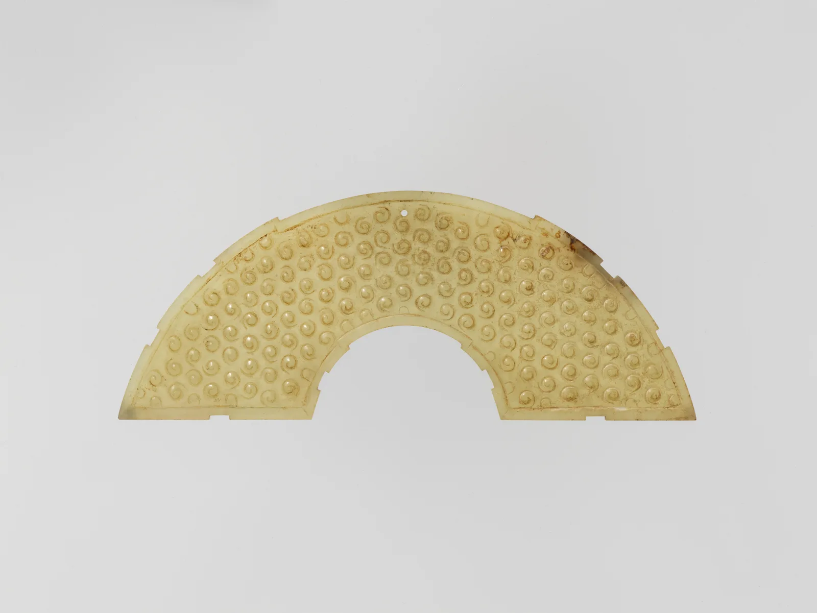 Jade (nephrite) pendant, shang and zhou dynasties, 14 cm long.